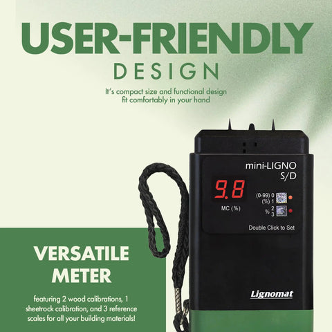Pin Moisture Meter For Wood And Drywall Construction And Flooring With Auto Hold Humidity Detection For Water Damage