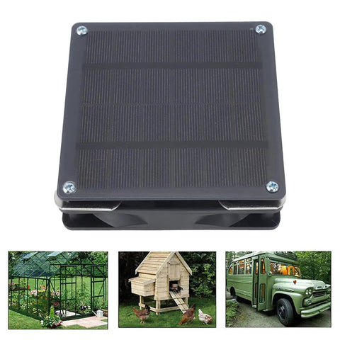 2 In 1 Solar Exhaust Vent Fan With Adjustable Angle Quiet 3W 6V Monocrystalline Panel for Home or Shop Cooling, Eco Friendly