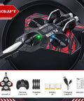 Foam RC Plane Fighter Jet With Auto Hover And 360 Flip Aerial Stunts, Headless Mode, LED Lights and Accessories Displayed