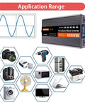 Road Ready 4000W Pure Sine Wave Power Inverter DC to AC Converter with LCD readout, shown with application examples.