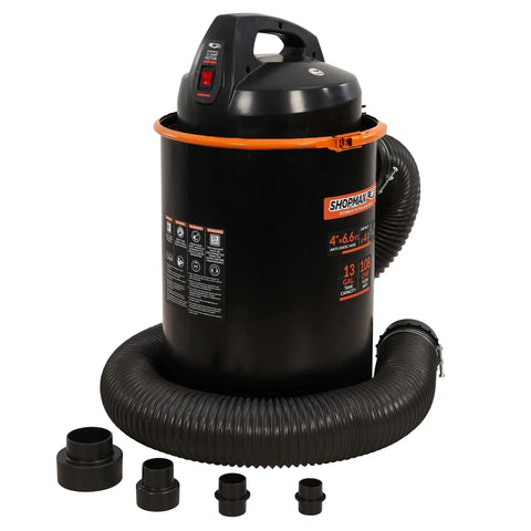 Compact Portable Dust Collector With A Killer 1.48 HP Motor Generating 108 CFM Of Insane Suction, ergonomically designed with dust hose and attachments.