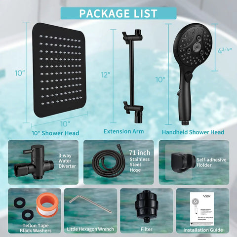 Dual Filtered Shower Head And Handheld Sprayer With Six Spray Settings High Pressure Rainfall Massager Twenty Stage Filter Top Tier Water Quality Zero Drama Install With Flex Hose And Matte Black