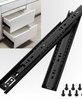 Full Extension Drawer Slides 12 Inch Pair With Side Mount Metal Ball Bearing Rails, 100 Lb Load Capacity, Zinc Plated Steel