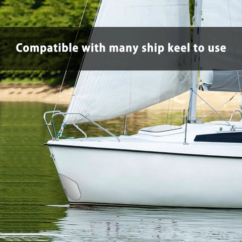 Heavy Duty 2 Piece Stainless Steel Boat Bow Guard With Strong Adhesive Rust Proof Keel Protector Built Like A Tank protecting a boat keel.