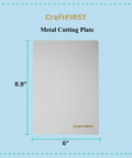 6x9 Inch Metal Cutting Plate For Die Cutting Accessories, 304 Stainless Steel, Thin Yet Tough, shown with dimensions.