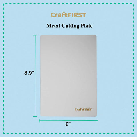 6x9 Inch Metal Cutting Plate For Die Cutting Accessories, 304 Stainless Steel, Thin Yet Tough, shown with dimensions.
