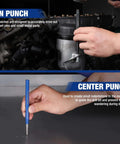 Using pin punch and center punch from 30 Piece Heavy Duty Punch And Chisel Set With Roll Pouch Cold And Cape Chisels Center Pin And Taper Punches Gauge Blackened Painted Finish For Durability And Ready For Tough Jobs Everyday on metal surface and engine