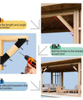 Installation guide for Heavy Duty Metal Corner Braces 45 Degree Angle Support Plates on timber frame construction.