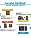 Connect Bluetooth instructions for Compact Bluetooth OBD2 Scanner Diagnostic Tool, illustrating setup steps for smartphone pairing.