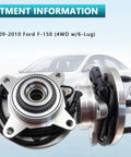 Front Wheel Bearing Hub Assembly 515119 For 2009 2010 Ford F-150 4WD 2 Pack Front Left And Right, 6 Bolts, ABS Sensor