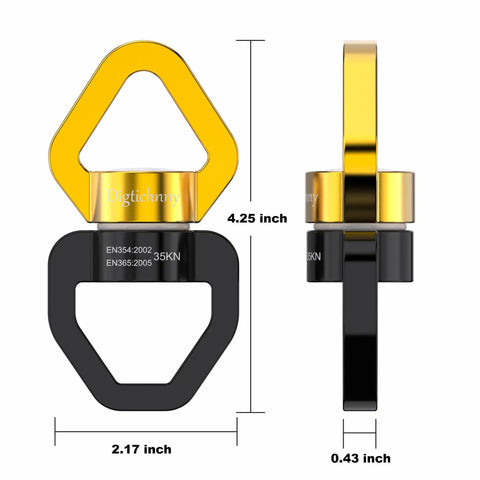 Heavy Duty Swing Swivel Spinner With Smooth 360 Degree Spin For Tree Seats Hammocks And Tires Tough As Nails Aluminum Build In Sleek Black Gold Finish dimensions 4.25 x 2.17 inches