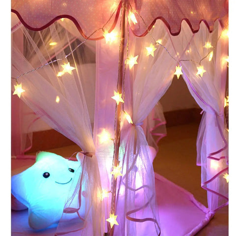 Warm White 50 LED Five Point Star Fairy Lights With Remote Control Battery Powered String Lights For Indoor Decor 25 Feet Total Length