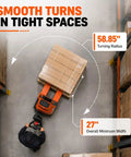 Hella Heavy Duty Electric Pallet Jack Bringing Badass Performance To Daily Warehouse Shifts With Rock Solid 4400 LB Load Capacity Featuring Rugged Steel Forks And Quick Charge Lithium Battery turning smoothly in tight spaces with 58.85" radius.