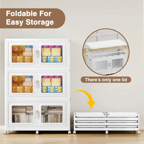 Solid Rugged Extra Large Rolling Storage Containers With Secure Snap On Lids And Heavy Duty Wheels Badass Collapsible Cabinet Drawers For Garage Organization Stackable Plastic Bin Set Of Eight In Crisp White