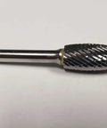 1/2 Inch SH-5 Burr Flame Style Double Cut Solid Carbide for precision deburring, rounding, and shaping of metal workpieces on rotary tools