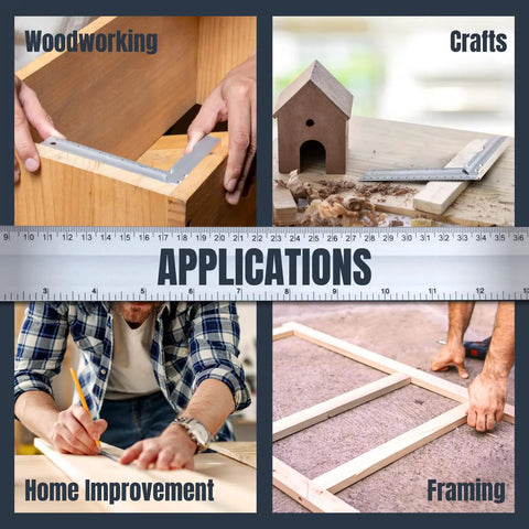 Your Go To L Square Set With Bubble Level For Router Fence And Table Saw, Machinist Squares In 6 1/4 In, 10 3/16 In, 16 1/8 In in use for woodworking, crafts, home improvement, and framing projects.