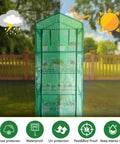 4 Tier Portable Greenhouse Kit With Casters And Roll Up Zipper PE Cover For Indoor Outdoor Seedlings And Plants in garden.