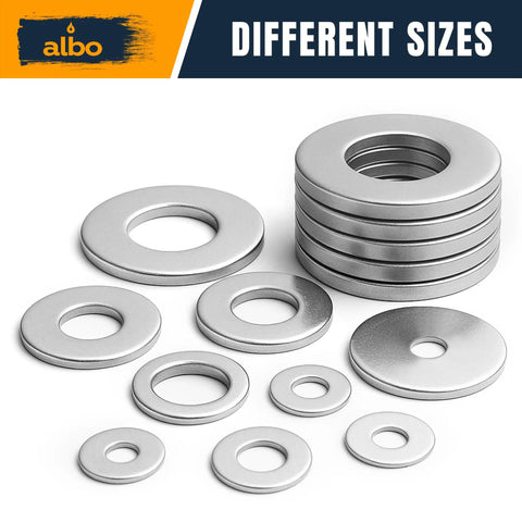 Stainless Steel Fender Flat Washers 200 Pcs M8 X 16mm For Bolts And Screws, 304 Stainless Hardware in different sizes