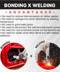 Comparative image of bonding vs welding with advantages list. Focus keyword: All Purpose Panel Adhesive For Metal And Fiberglass Two Part Epoxy Non Sagging High Strength Bond For Automotive Panels And Molding Compounds SMC Aluminum Steel And Fiberglass.