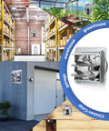10 Inch Wall Mounted Exhaust Fan With Automatic Aluminum Shutter High Speed 1000 CFM Vent Fan in various settings