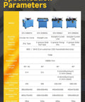 Workhorse High Speed Electric Arc Chamfering Machine technical specifications chart with power, size, and speed details.