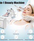 Person receives treatment with 6 in 1 Hydrogen Oxygen Facial Machine for Deep Cleansing Hydration Blackhead Removal Skin Lifting.