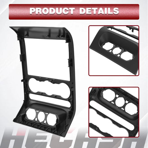 Front view of black HECASA dash radio bezel center trim panel for 2004-2008 Ford F-150