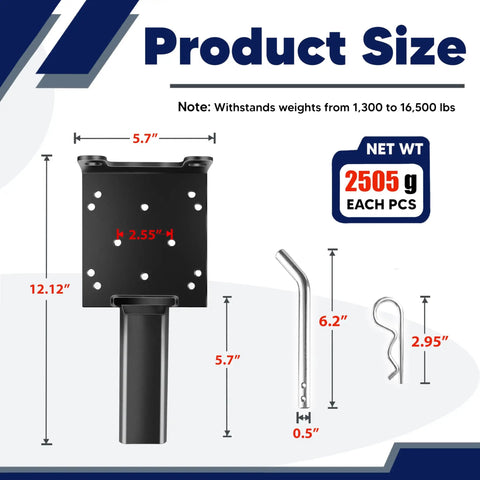 Universal Trailer Hitch Winch Mounting Plate With 2 Inch Receiver For ATVs UTVs And Lawn And Garden Equipment Winch Bracket Mounting Plate For Stable Secure Winch Mounting On The Go, black steel, 5.7 in size
