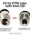 Go-To Pneumatic PC4-M10 Bowden Tube Fittings Straight Quick Connectors for E3D V6 Bowden Extruder PTFE Tube 4mm OD Ender-3 Ender-3 V2 CR-10 Compatible 1.75mm Filament Printers Pack of 10, 4mm PTFE connector