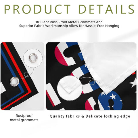 Close-up of Totally Custom Flag 3x5 Ft For Indoor Outdoor Use With Photo Text Logo Personalize, showing rustproof metal grommets and fabric.