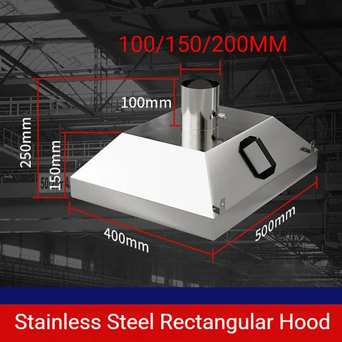 Square Fume Hood for Welding and Cutting, Heavy Duty Industrial Smoke Collector for Dust Extraction, Stainless Steel