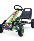 Kids Off Road Pedal Go Kart With Adjustable Seat Dual Safety Brakes EVA Rubber Tires Ride On Outdoor Racer For Boys And Girls Green 40 Inch Long Backyard Thrill Toy