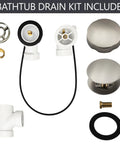 Heavy Duty Cable Driven Bath Waste Drain Assembly With Twenty Seven Long Cable And Solid Brass Handle Fits One Half Schedule Forty PVC Pipe Featuring Smooth Pop Up Stopper Valve And Tight Strainer Plate For Hassle Free Bathroom Updates components displayed including pop-up stopper and PVC fittings.
