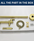 Freestanding Brushed Gold Tub Filler Faucet With Hand Shower And Swivel Spout Floor Mounted Brass Tub Faucet Solid Brass Parts