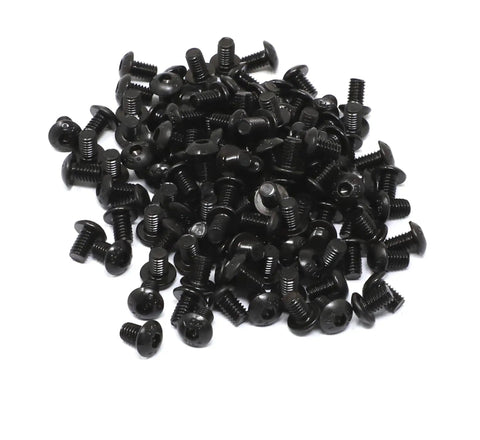 100 Pcs M4 X 6mm Hex Socket Button Head Cap Screws Kit, 12.9 Grade Alloy Steel, Black Oxide Finish, 0.7mm Thread Pitch, 8.08mm Total Length
