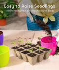 144 Cell Biodegradable Seed Starter Trays In A 12 Pack Includes 15 Plant Labels Organic Germination Kit For Indoor Gardening Easy Start