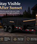 Heavy Duty Trailer Cover For Equipment And Flatbed Trailers 420D Oxford Water Resistant Tarp With Reflective Strips at dusk
