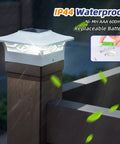 Solar Post Cap Lights 12 Pack For 4x4 And 6x6 Posts Dual Mode Brightness Auto On Off Waterproof on fence post