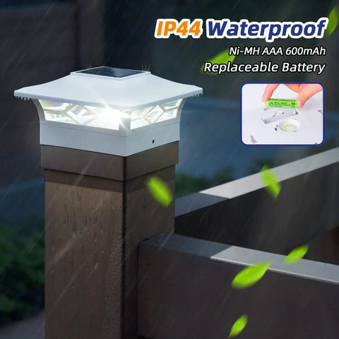 Solar Post Cap Lights 12 Pack For 4x4 And 6x6 Posts Dual Mode Brightness Auto On Off Waterproof on fence post