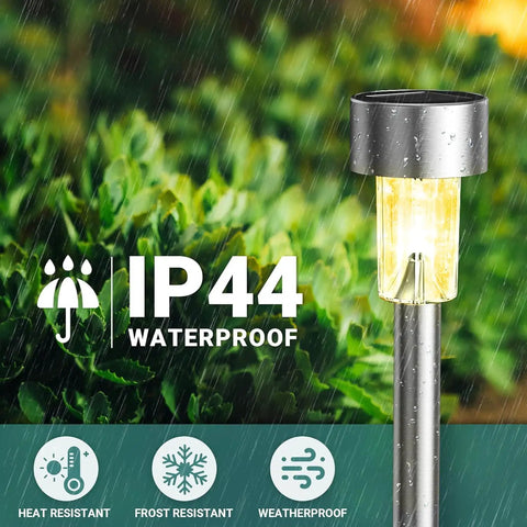 Sun Powered Solar Pathway Lights Outdoor Waterproof Stainless Steel LED Garden Lights with IP44 rating in garden