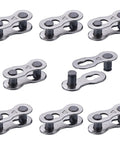 8 Pack Bicycle Missing Link Master Links For 6 To 10 Speed Chains, silver connectors arranged in a grid view.