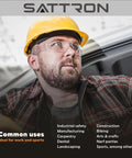 Man wearing 50 Pack Clear Safety Glasses For Men And Women, ANSI Z87.1 Eye Protection, helmet for work and safety.