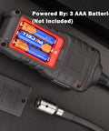 Back view of On The Go Gas Leak Sniffer Portable Handheld Combustible Gas Detector with battery compartment open.