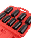 Pro 9 Piece 2 Inch Drive Axle Hub Nut Hex Socket Set That Hits The Spot With 29mm To 38mm Sizes Featuring Drilled Heads For Breaker Bars And Impact Wrenches Perfect For Serious Repair Work. 9-piece alloy steel socket set in red case
