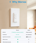 Versatile Smart Dimmer Switch Single Pole Built For Fast Hookup With Required Neutral Wire, wall-mounted, white, with dimmer controls.