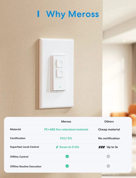 Versatile Smart Dimmer Switch Single Pole Built For Fast Hookup With Required Neutral Wire, wall-mounted, white, with dimmer controls.