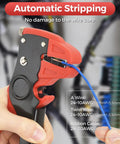 Two In One Wire Stripper And Cutter For 10-24 AWG Cables Adjustable With Auto Return Spring in action stripping wire