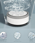 Compact Mini Washing Machine Portable USB Powered Clothes Washer in water, showcasing deep clean and tough stain removal features.