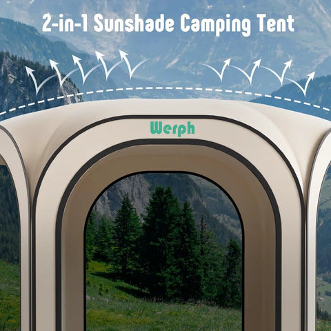 10x10 Pop Up Screen Tent With Mosquito Net UV Resistant Roof Waterproof Canopy Quick Setup Outdoor Shelter in beige