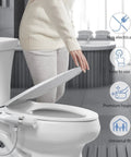 Ultra Slim Non Electric Bidet Attachment With Dual Nozzles For Posterior And Feminine Wash Adjustable Water Pressure Brass Inlet Easy Install Toilet Seat Sprayer Installed on Toilet